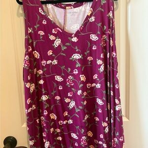 Lane Bryant Floral Tank Top - Purple and White